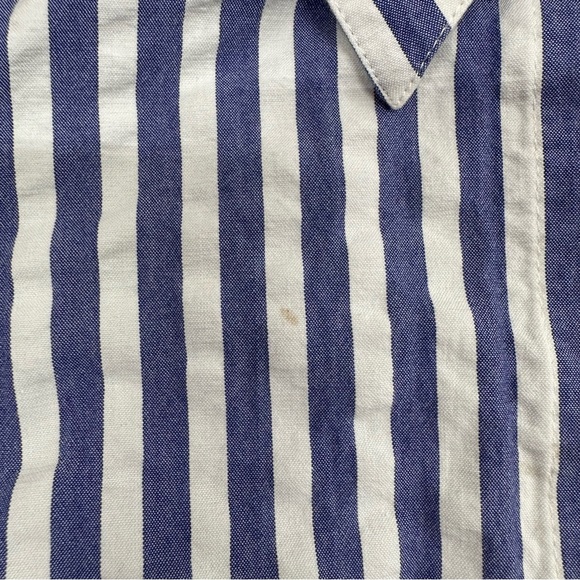 Lafayette 148 Striped Three Quarter Sleeve Button Down Shirt Womens Size 10 - Picture 10 of 10